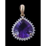 An amethyst and diamond pendant