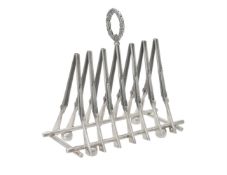 An Italian silver coloured six division toast rack