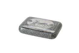 A Hungarian silver and niello oblong tobacco box