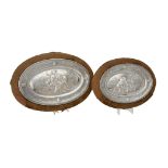 Two continental silver coloured oval dishes