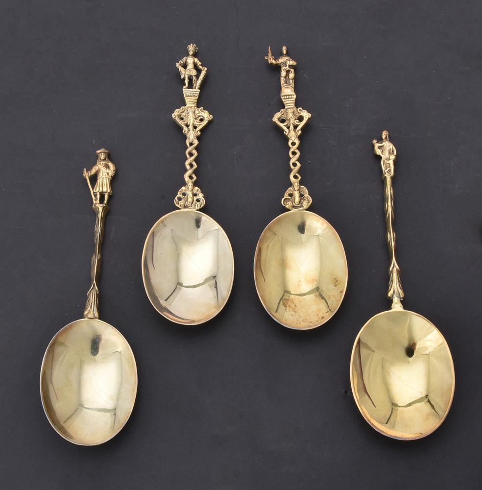 A cased set of four matched silver gilt apostle spoons - Image 2 of 2