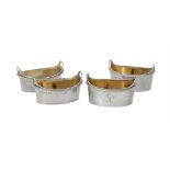 A pair of George III silver oval tub shaped salts by Richard Crossley