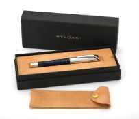 Bulgari, a blue marbled ball point pen