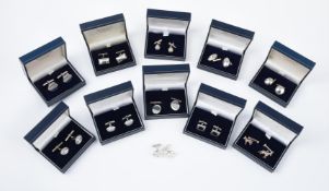 Y A collection of silver cufflinks