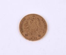 Germany, Wurttemberg, Karl I, gold 20-Mark 1873F (KM 622)