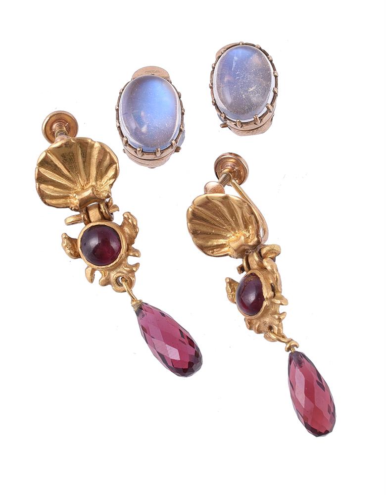A pair of garnet earrings