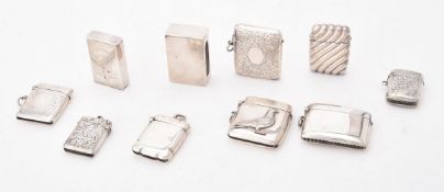 A collection of silver vesta cases