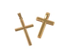 Two gold coloured cross pendants