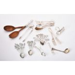 A collection of silver and silver coloured flatware