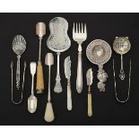 Y A collection of silver and silver mounted flatware