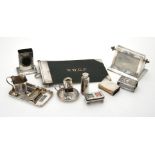 A collection of silver mounted desk items