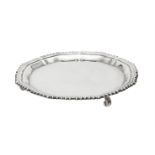 A silver shaped circular waiter by Garrard & Co. Ltd.