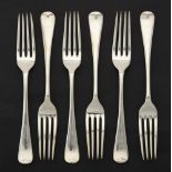 A set of six Hanoverian pattern table forks by Barker Brothers Silver Ltd.