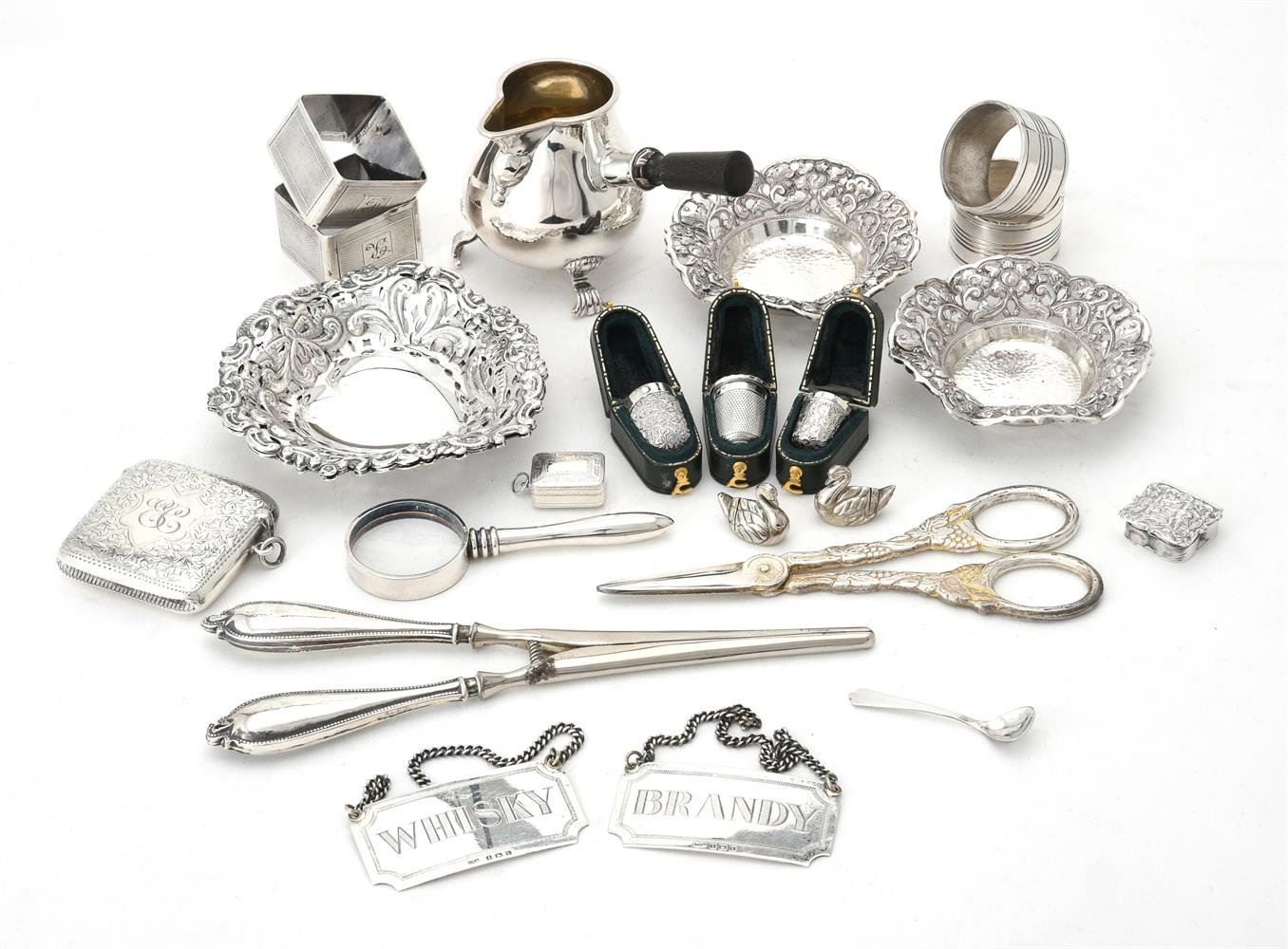 A collection of silver items