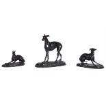 A bronze model of a whippet