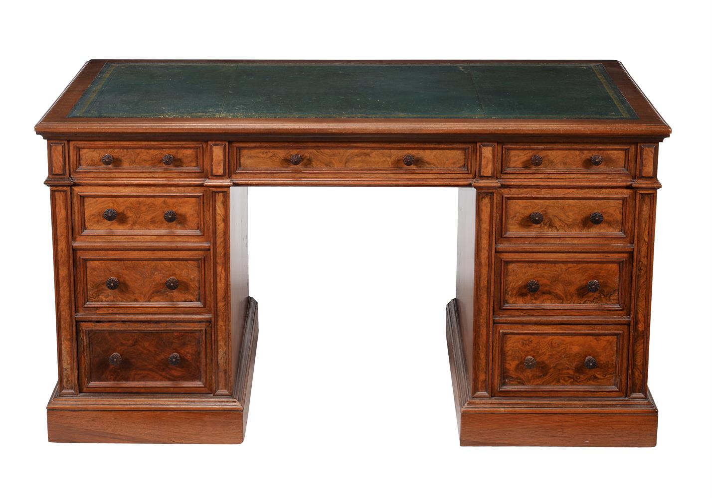 A Victorian oak and walnut pedestal desk, by Gillow & Co - Image 3 of 4