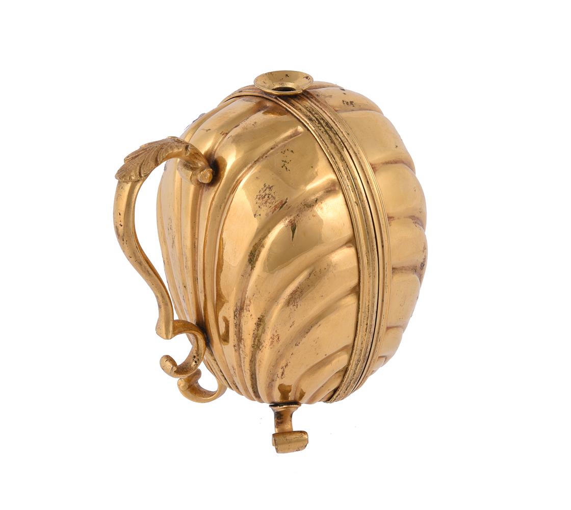 A Continental gilt brass coiled wax jack holder or Bougie box - Image 2 of 3