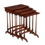 A fiddle back mahogany nest of quartetto tables