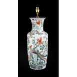 A Chinese Famille Verte rouleau vase