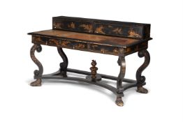A Regency black lacquered and gilt chinoiserie decorated desk