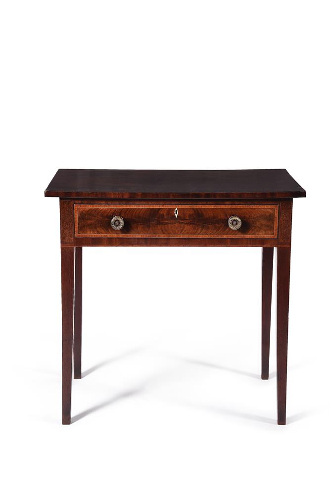 Y A George III mahogany, burr yew and tulipwood crossbanded side table