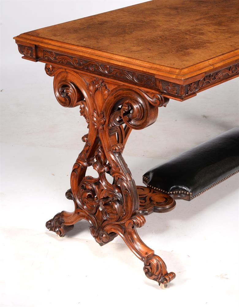 A Victorian carved burr walnut library table - Image 3 of 3