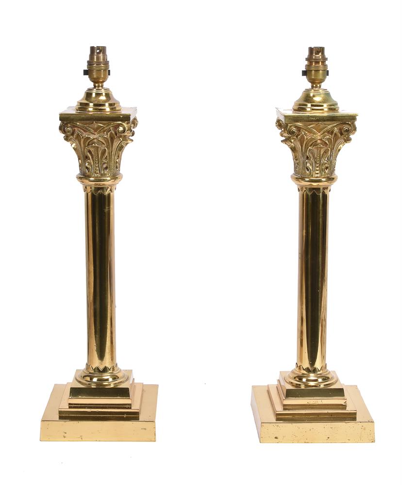 A pair of brass columnar table lamp basses - Image 2 of 4
