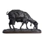 After Pierre Jules Mêne (1810-1879), a bronze model of a goat grazing