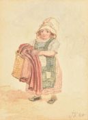 James Ward (British 1769-1859), Portrait of a young girl carrying a basket