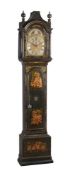 A George III black lacquered longcase clock case