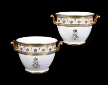 A pair of Sevres (outside decorated) two-handled seaux
