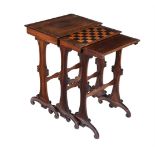 Y A nest of three William IV rosewood occasional tables
