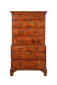 A George II walnut and pine chest on chest