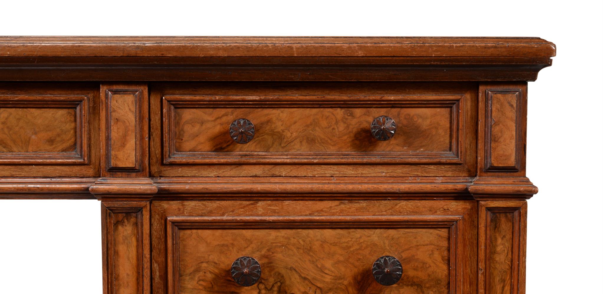 A Victorian oak and walnut pedestal desk, by Gillow & Co - Image 4 of 4