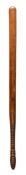A Victorian carved fruitwood long truncheon or bat