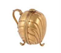 A Continental gilt brass coiled wax jack holder or Bougie box