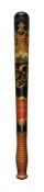 A Victorian painted and carved wood truncheon by Parker of Holborn