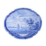 A Dutch Delft blue and white horizontal wall-plaque