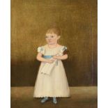 English Provincial School (19th century), Portrait of a girl holding a doll