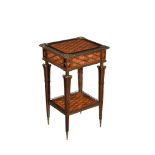 A walnut, parquety inlaid, and gilt metal mounted occasional table