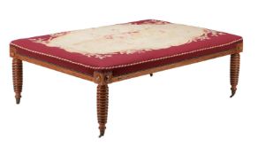 A Victorian mahogany and Aubusson upholstered centre stool