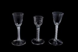 Three various opaque-twist wine glasses