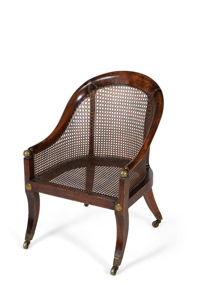 A Regency stained beech and gilt metal mounted bergere armchair - Image 2 of 3