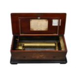 Y A Swiss rosewood and tulipwood banded musical box
