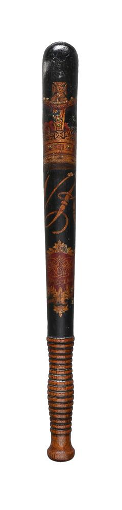 A Victorian painted wood special constable's truncheon