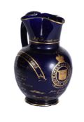 A Coalport blue ground and gilt commemorative and dated jug for the General Election of 1841