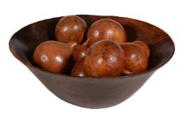 A turned fruit wood fruit bowl