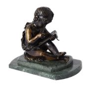 A French or Italian patinated bronze allegorical model of a putto