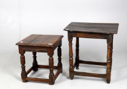 A late 17th century oak side table