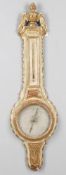 A 19th century cream and gilt decorated barometer